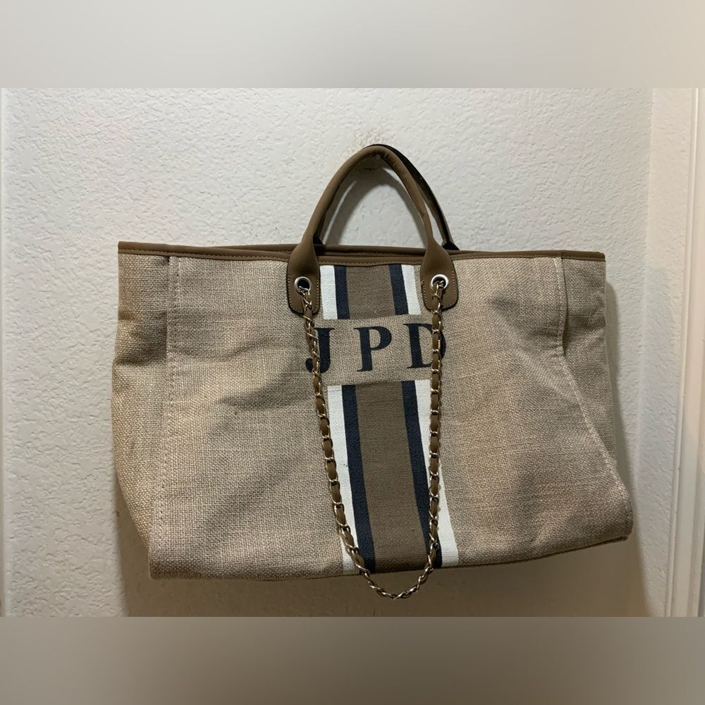 Lily & Bean Bag w/ JPD initials large tote bag zip